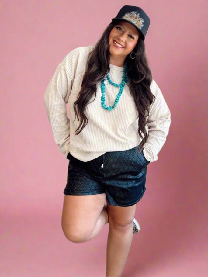 The Madi Quilted Leather Shorts