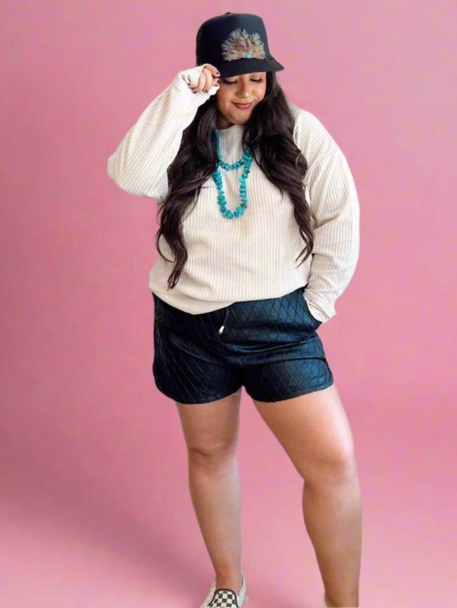 The Madi Quilted Leather Shorts