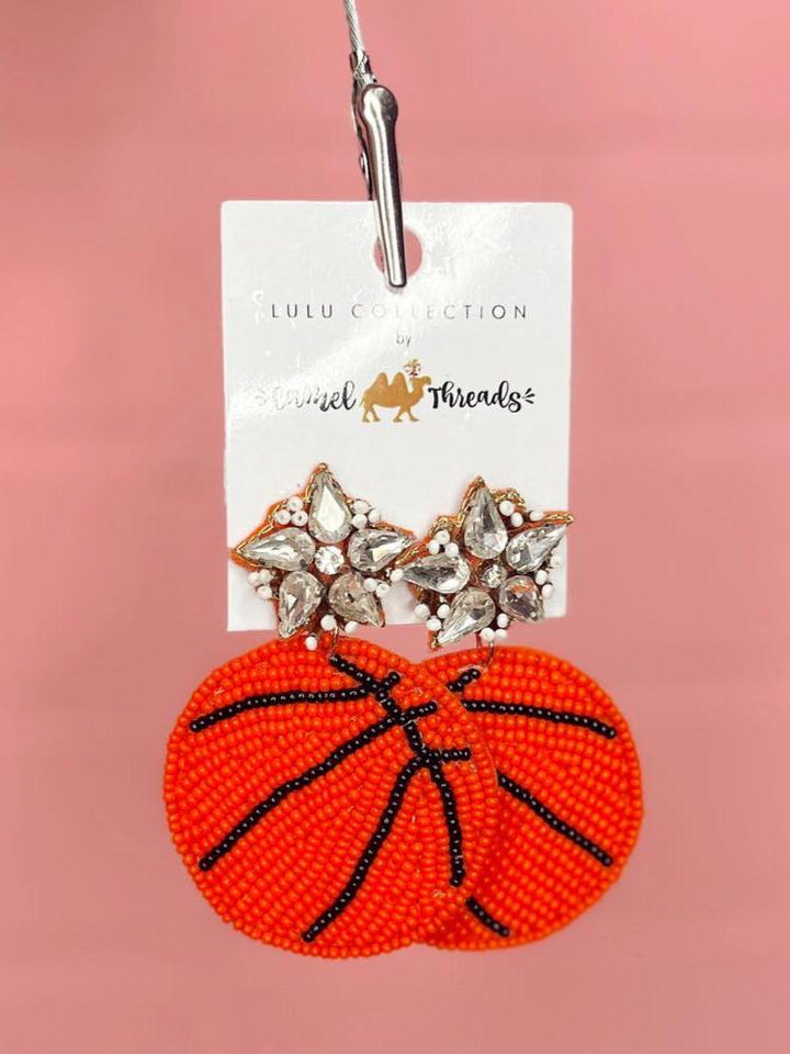 Basketball Beaded Earrings