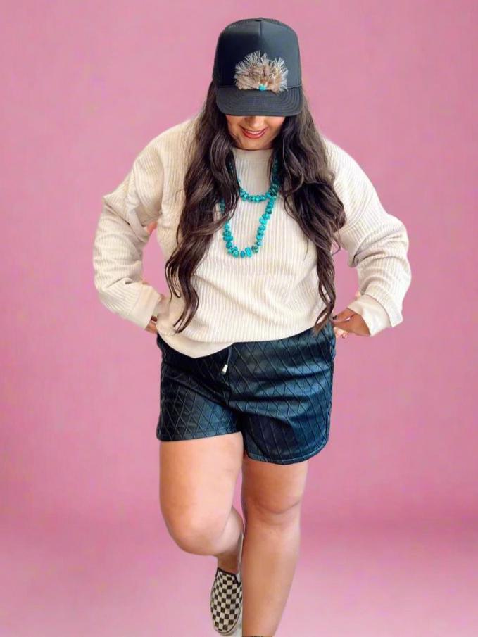 The Madi Quilted Leather Shorts