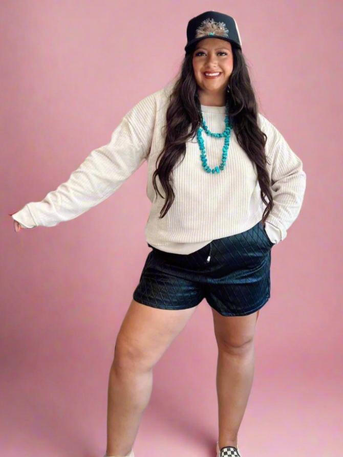 The Madi Quilted Leather Shorts