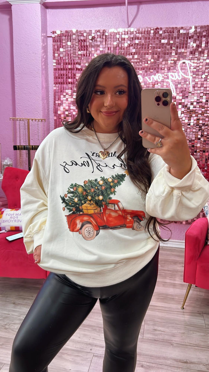 Merry Christmas Red Truck Sweater