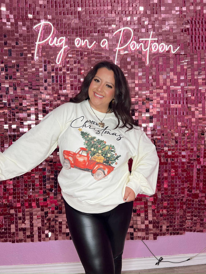 Merry Christmas Red Truck Sweater