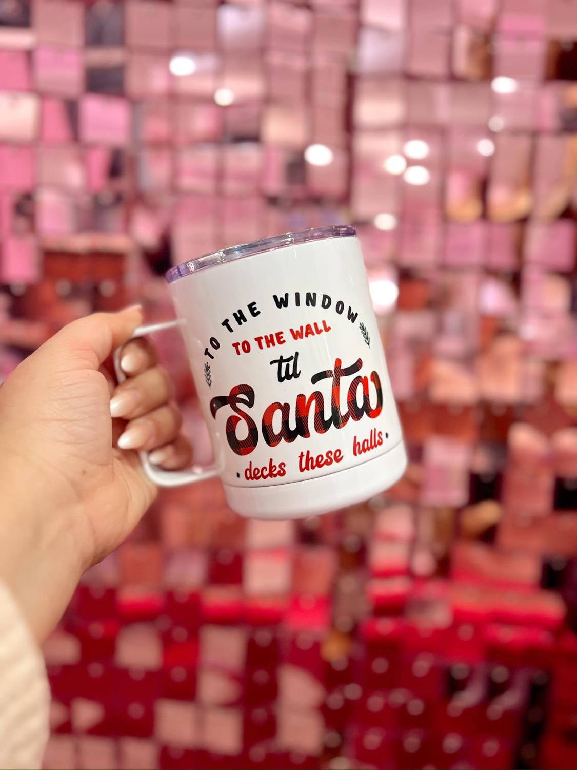 Window To the Wall Santa Decks Halls Travel Mug