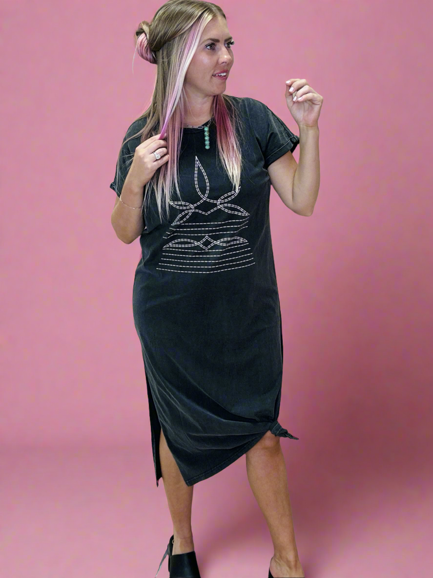 Western Boot Stitch Design Dress