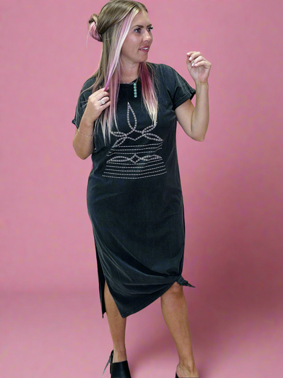 Western Boot Stitch Design Dress