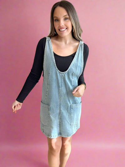 The Luna Denim Overall Dress