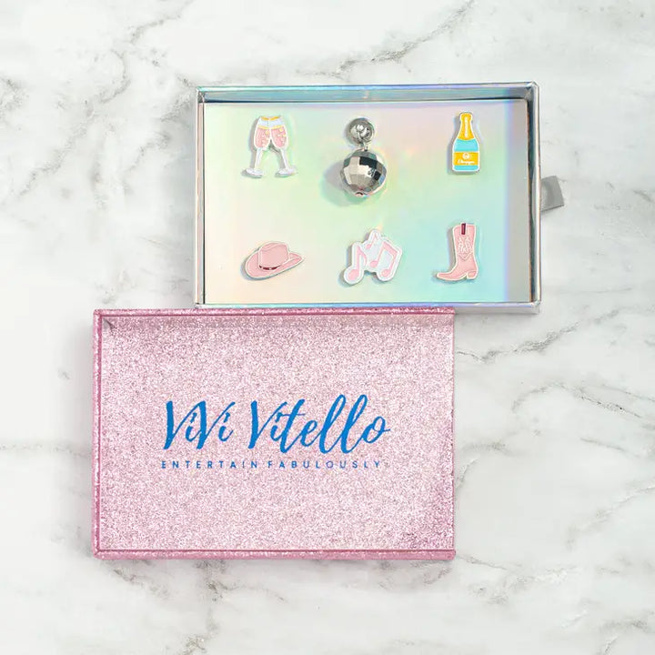 Disco Cowgirl Cheers Wineglass Charms