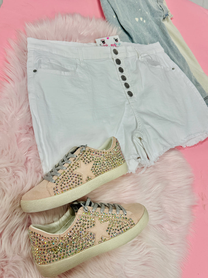 The Miley White Button Up Shorts