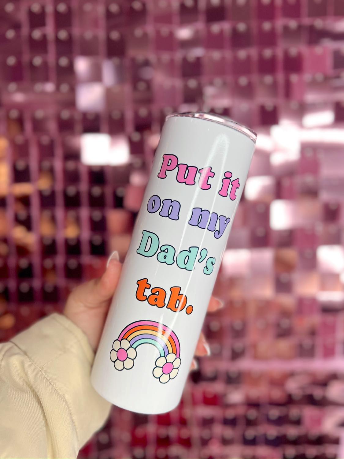 Put It On My Dad's Tab Tall Travel Cup