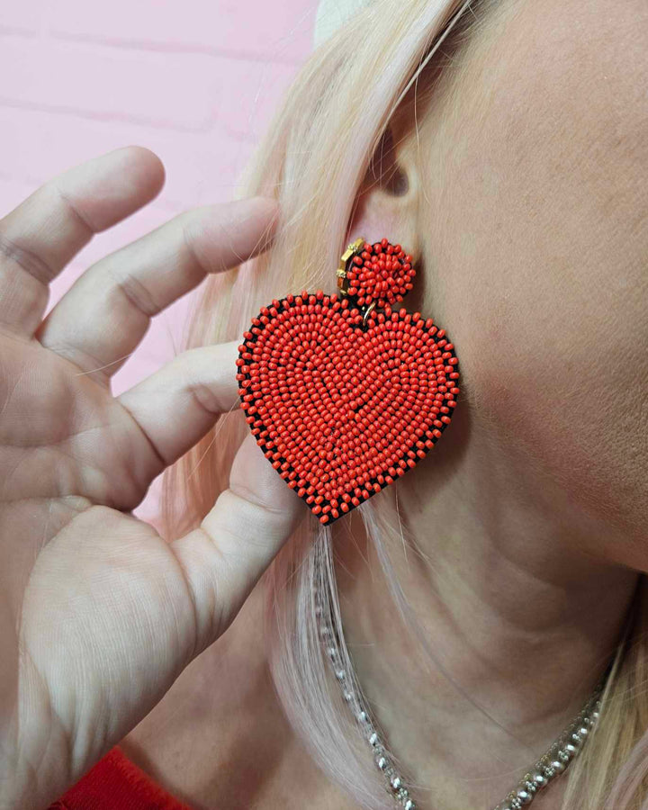 Heart Beaded Earrings