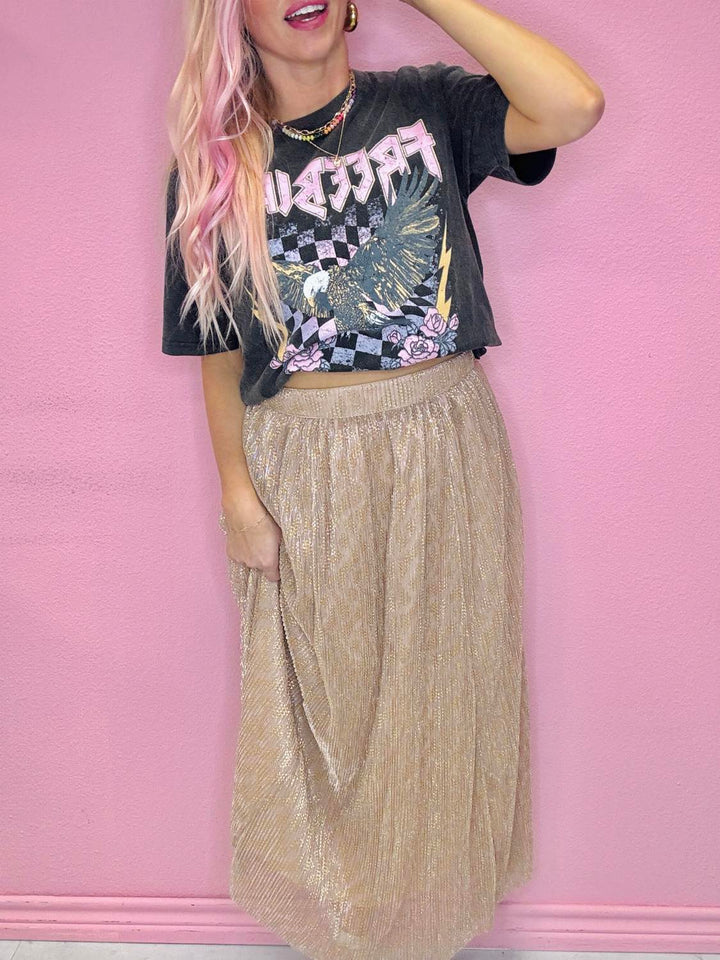 Champagne Lace Maxi Skirt