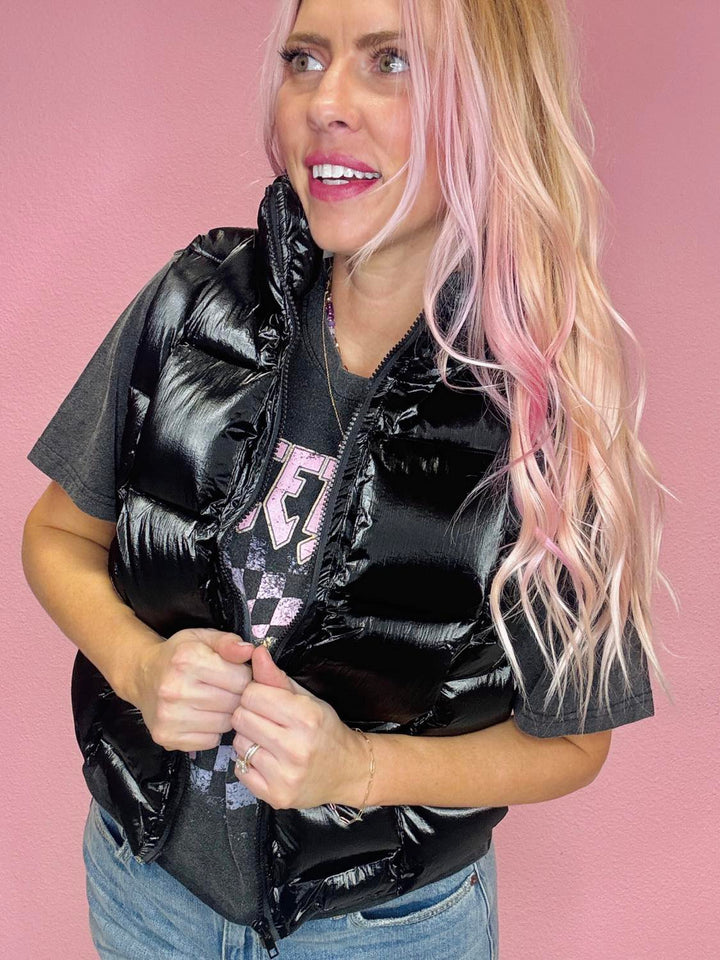 The Madi Metallic Puffer Vest