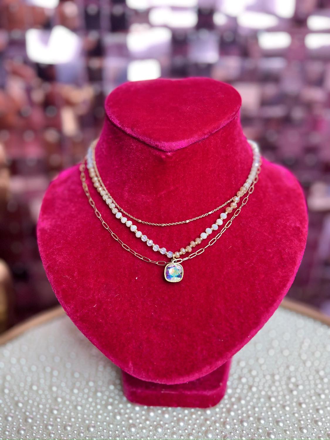 The Grace Triple Strand Rhinestone Necklace