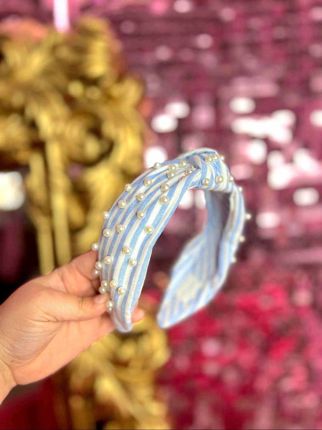 Pearls & Stripes Knotted Headband