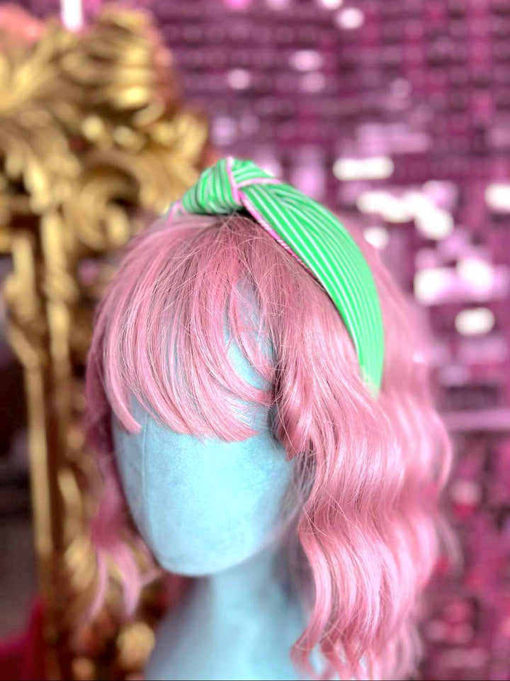 The Darcy Green Stripe Knotted Headband