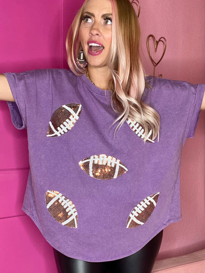 Vintage Washed Sequin Football Top