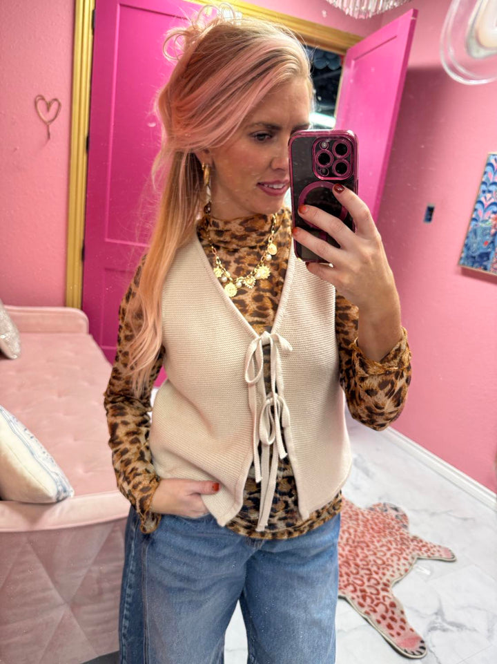 Leopard Print Mesh Top