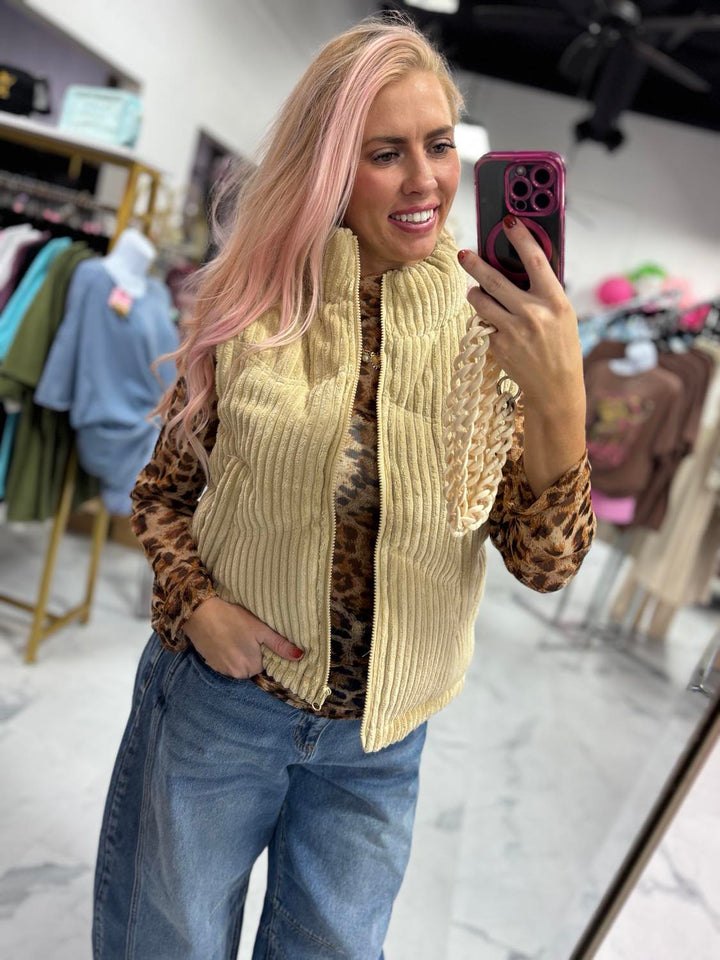 Ashlee Ribbed Puffer Vest