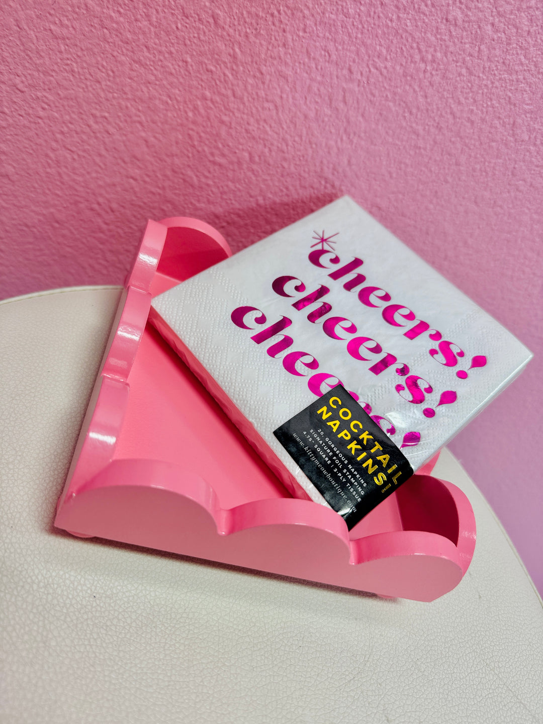 Pink Scalloped Napkin Holder