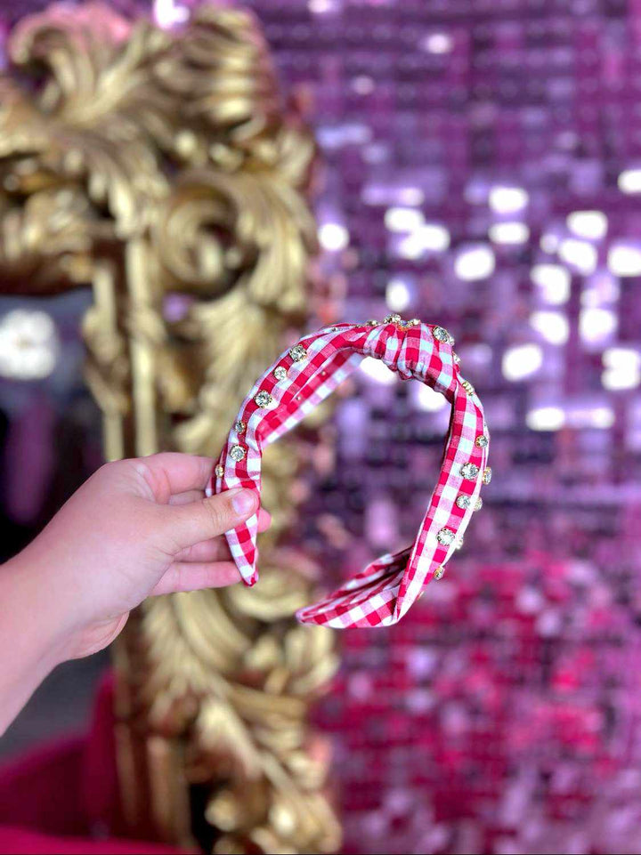 Red Gingham Knotted Headband