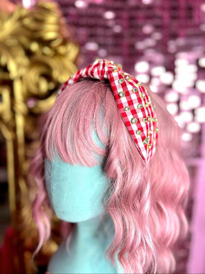 Red Gingham Knotted Headband
