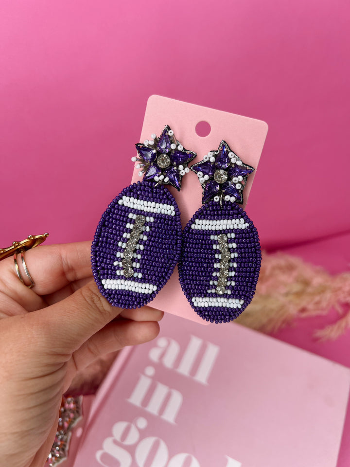 We've Got Spirit Beaded Football Earrings