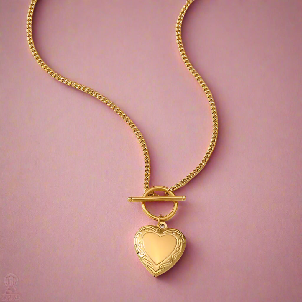 18K Stainless Steel Heart Locket Necklace