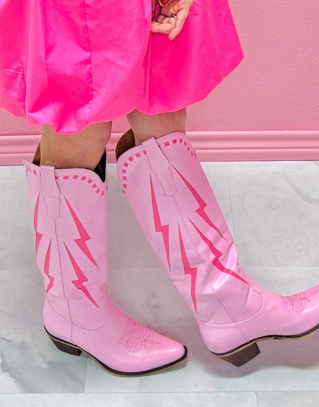 Pink Lightning Bolt Boots