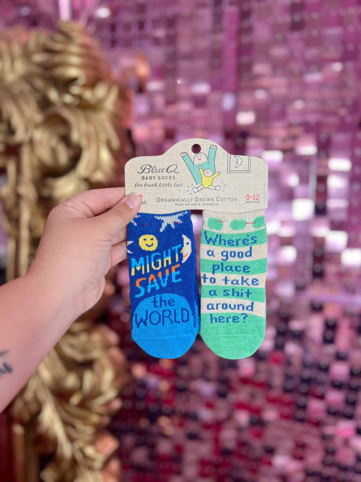 Save The World/Take Shit Baby Socks
