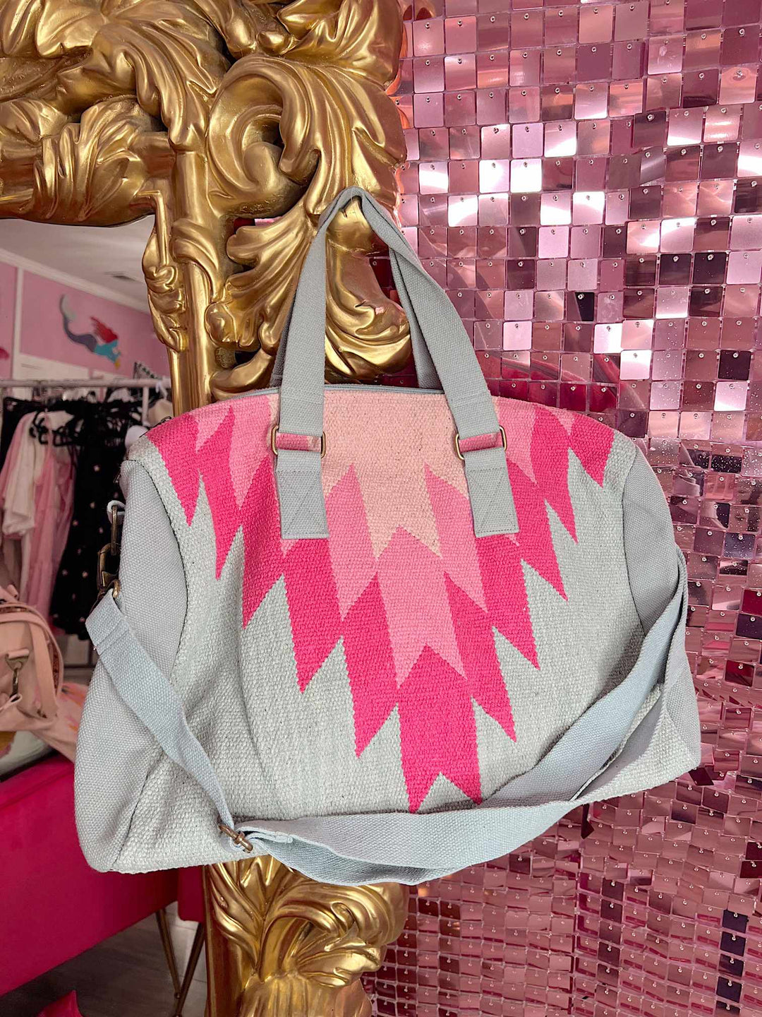Slate & Pink Aztec Duffle Bag