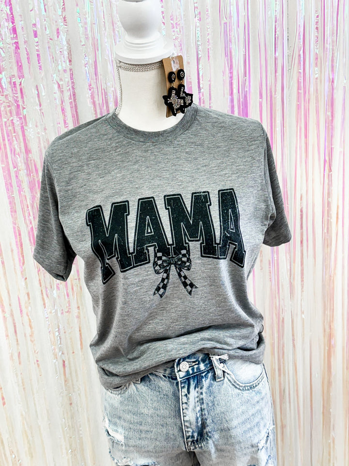 Mama Checkered Bow Graphic Tee