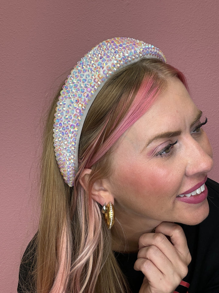 White Iridescent Rhinestone Headband