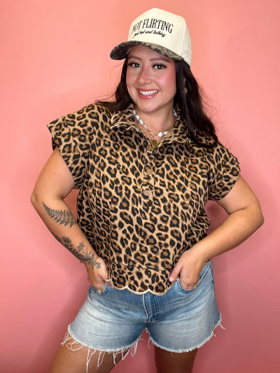 The Sable Leopard Scallop Top