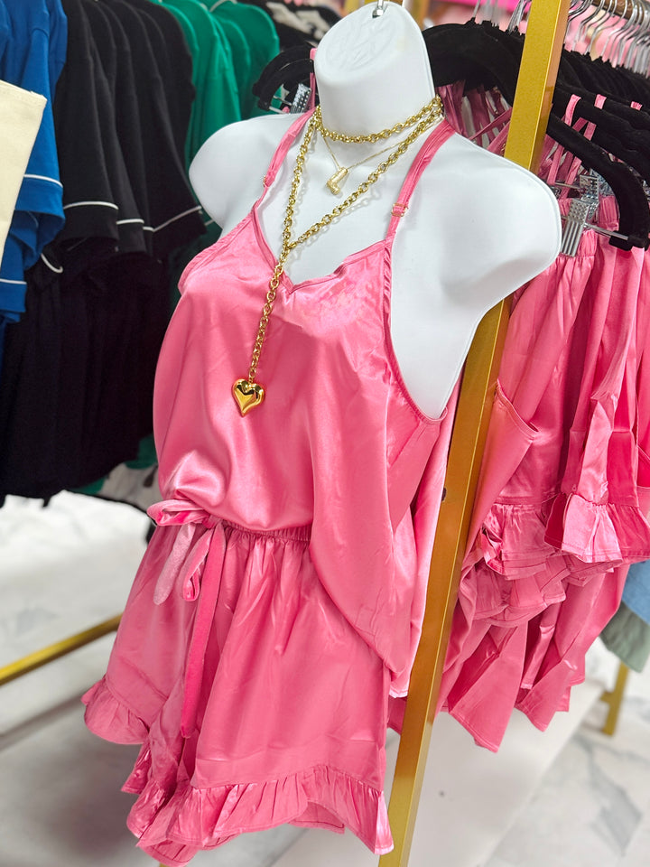 Cami + Velvet Ruffled PJ Set