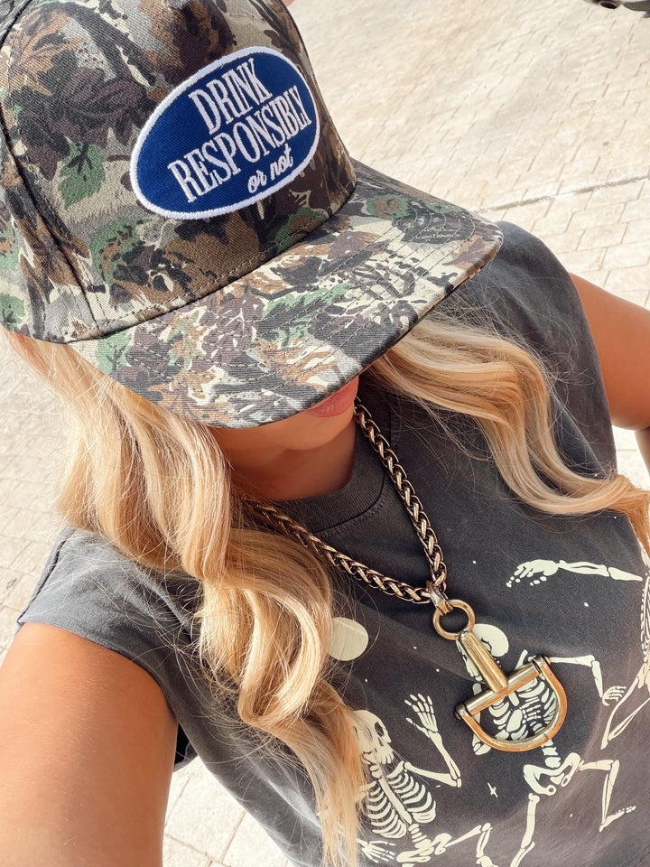 Drink Responsibly Camo Trucker Hat