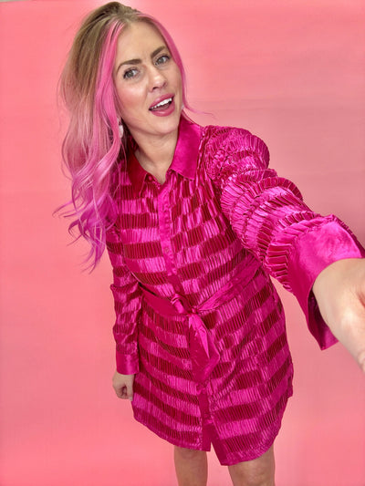 The Staci Satin Pleated Dress