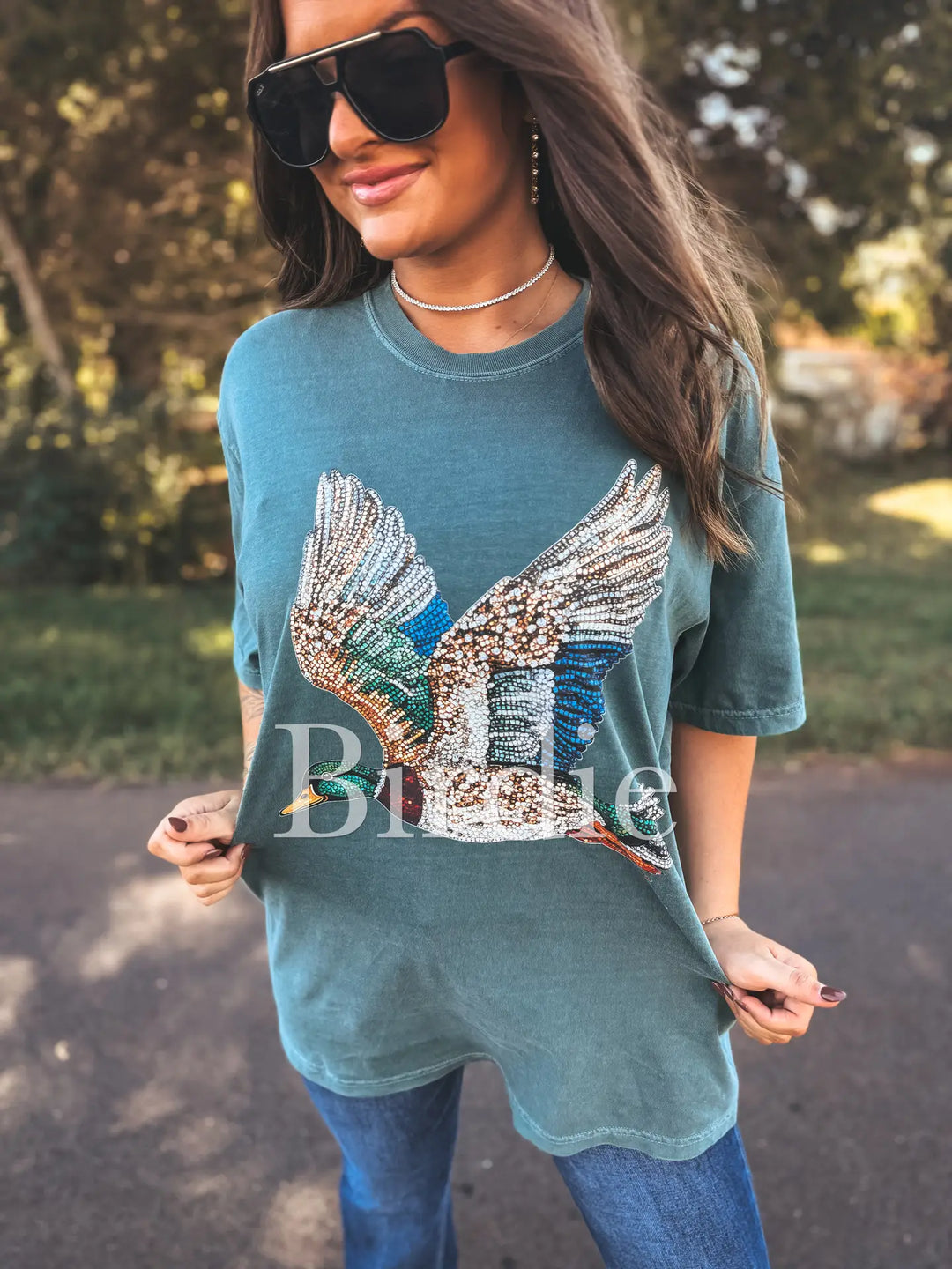 The Faux Rhinestone Duck Graphic Tee