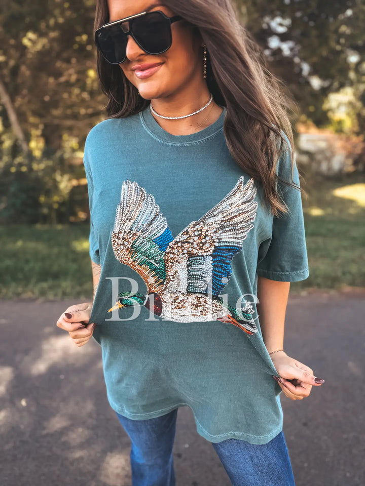 The Faux Rhinestone Duck Graphic Tee