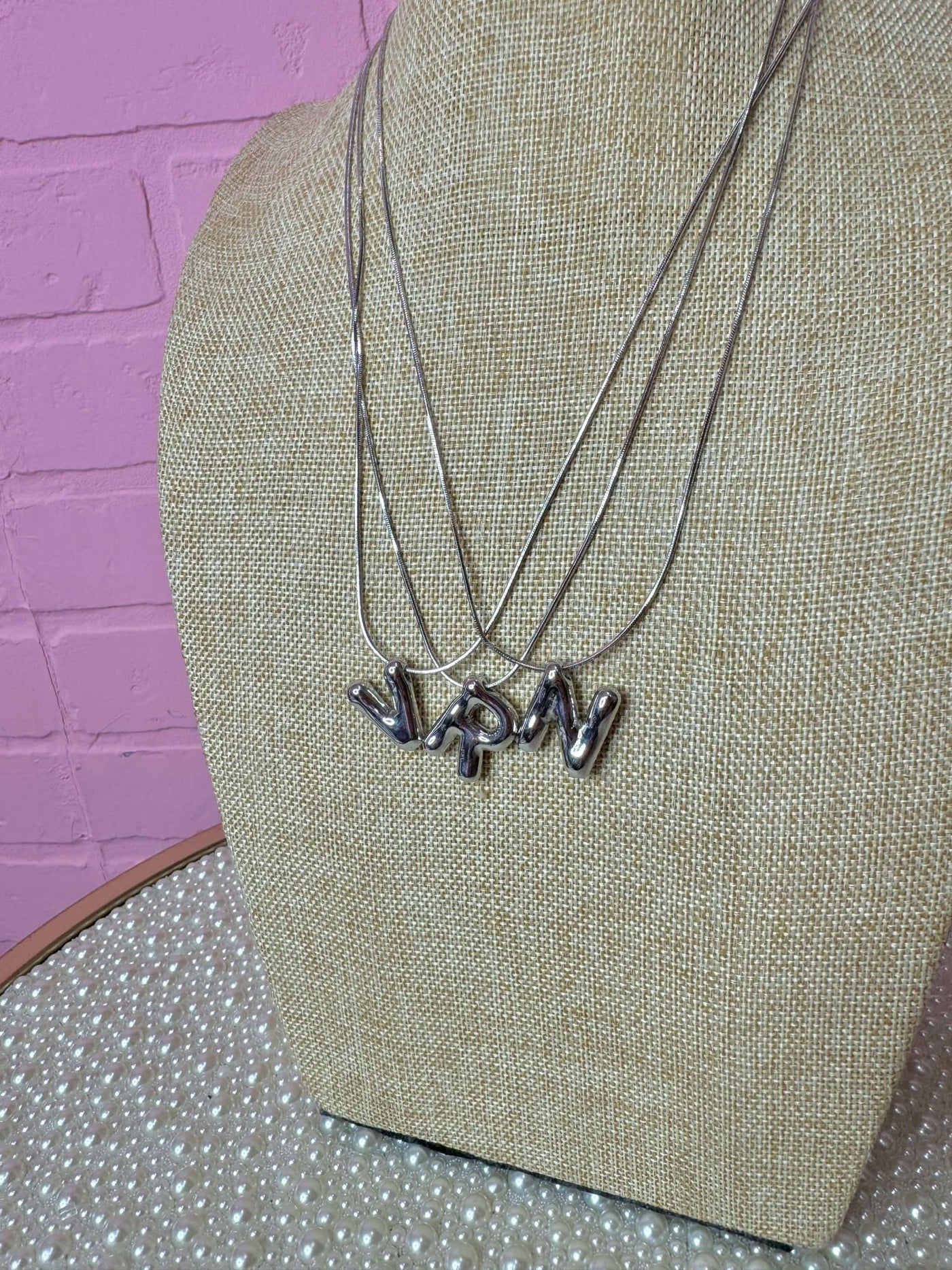 The Bubble SILVER Initial Necklace
