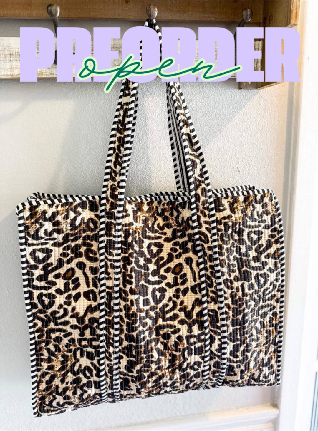 Leopard Quilted Tote Bag