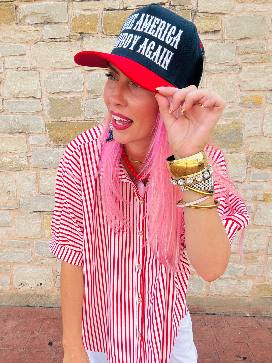 The Coastal Cruise Oversized Stripe Button-Down