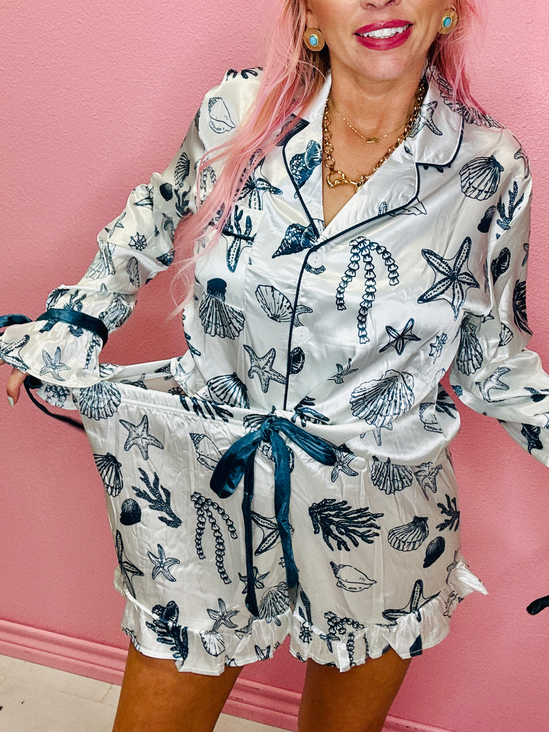 Sea Shell Satin Pajama Set