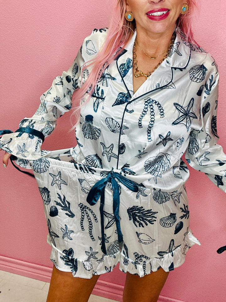 Sea Shell Satin Pajama Set