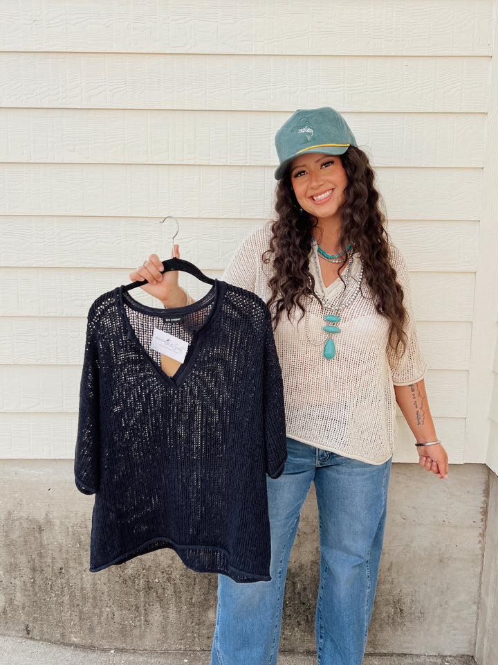 Barely Breezy Crochet Dreams Sweater Top