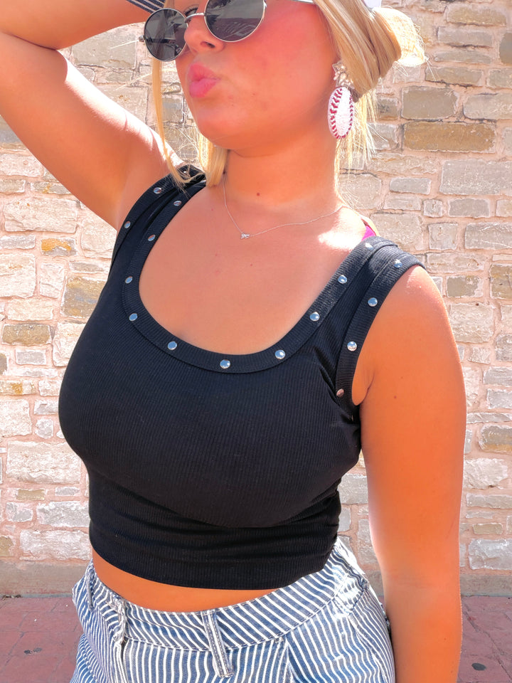 Edge of Chic Studded Scoop Tank