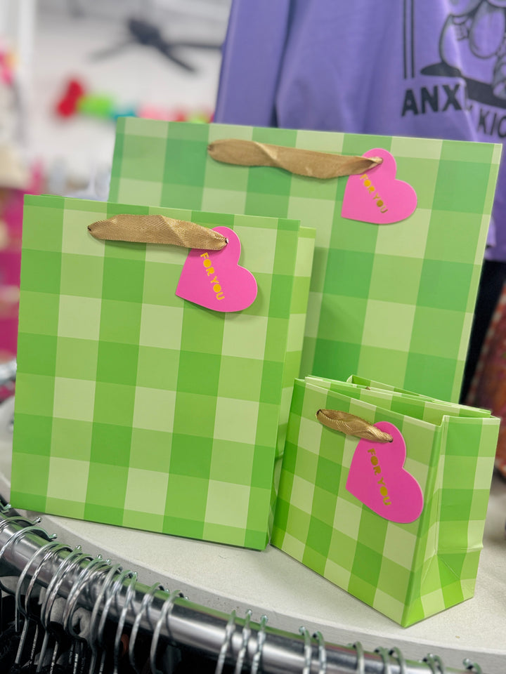 Green Gingham Gift Bag