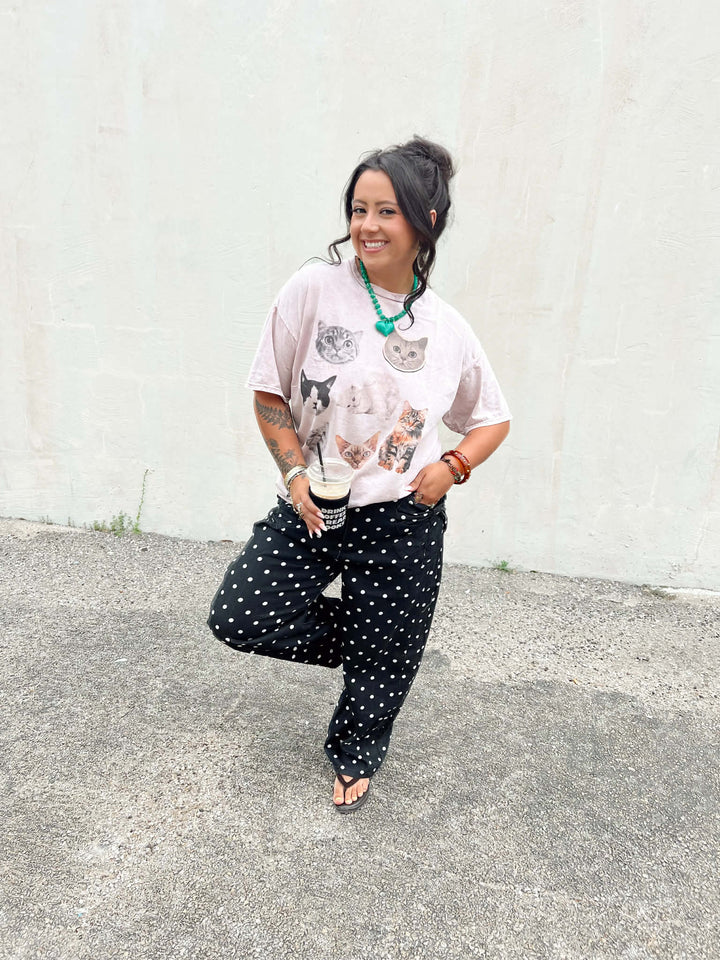 Black Dot Your Darling Denim Pants