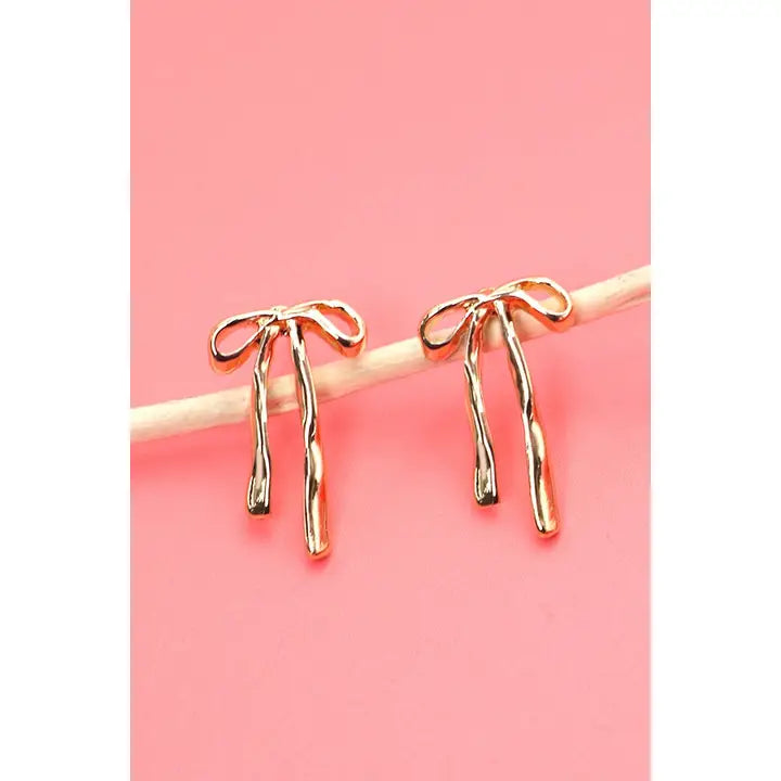 Authentic Long Bow Ribbon Stud Earrings