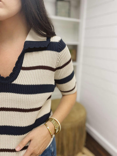 The Terrance Stripe Collared Top